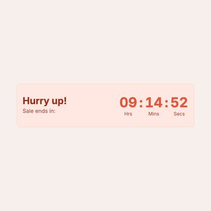 A coral product page timer with Hurry up and Sale ends in on the left and the countdown on the right